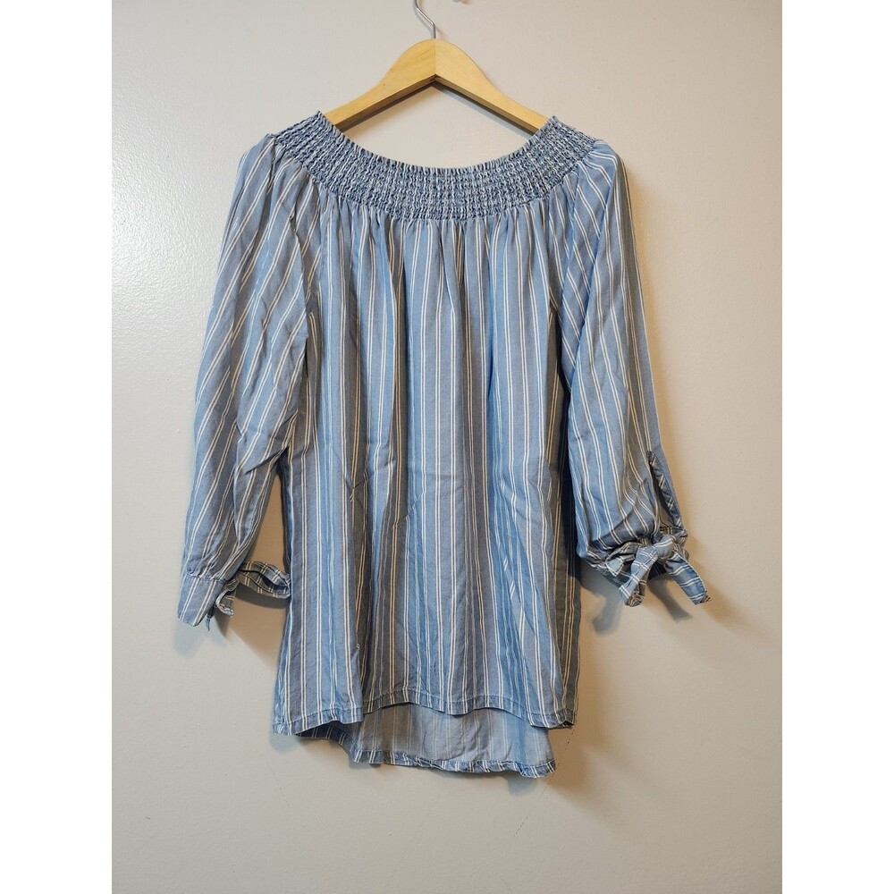 Alison Andrew's Off The Shoulder Stripped Womans Top Size Medium